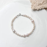 Natural Freshwater Pearl Bracelet with 925 Sterling Silver Clasp