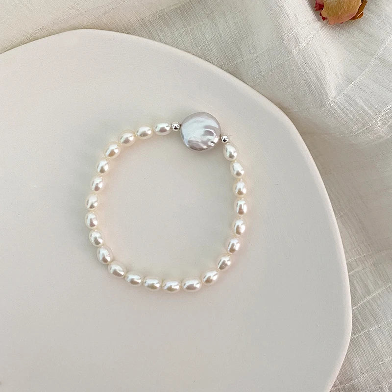 Freshwater Pearl Bracelet 12-13mm Big Button Pearl Jewelry