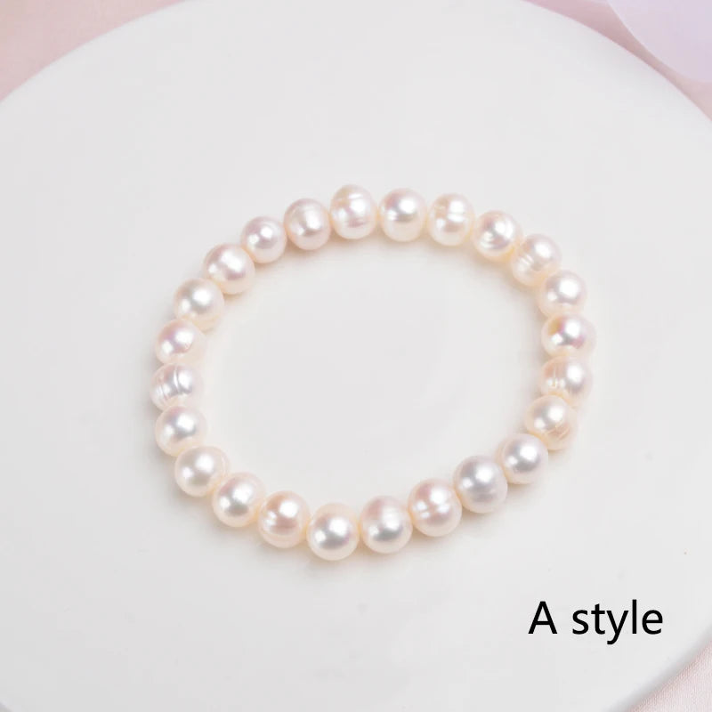 Natural Freshwater Pearl Bracelets Bangles for Women with Classic Jewelry Gift