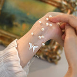 Freshwater Pearl Butterfly Necklace with 925 Silver Button
