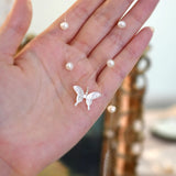Freshwater Pearl Butterfly Necklace with 925 Silver Button