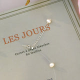 Freshwater Pearl Butterfly Necklace with 925 Silver Button
