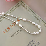 7mm Baroque Pearl Choker Necklace 925 Sterling Silver Jewelry