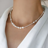 7mm Baroque Pearl Choker Necklace 925 Sterling Silver Jewelry