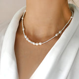 7mm Baroque Pearl Choker Necklace 925 Sterling Silver Jewelry