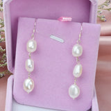 Baroque Freshwater Pearl Drop Earrings 925 Sterling Silver Jewelry