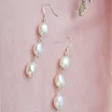 Baroque Freshwater Pearl Drop Earrings 925 Sterling Silver Jewelry