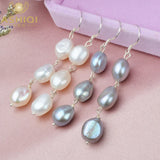 Baroque Freshwater Pearl Drop Earrings 925 Sterling Silver Jewelry