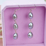 Baroque Freshwater Pearl Drop Earrings 925 Sterling Silver Jewelry