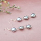 Baroque Freshwater Pearl Drop Earrings 925 Sterling Silver Jewelry