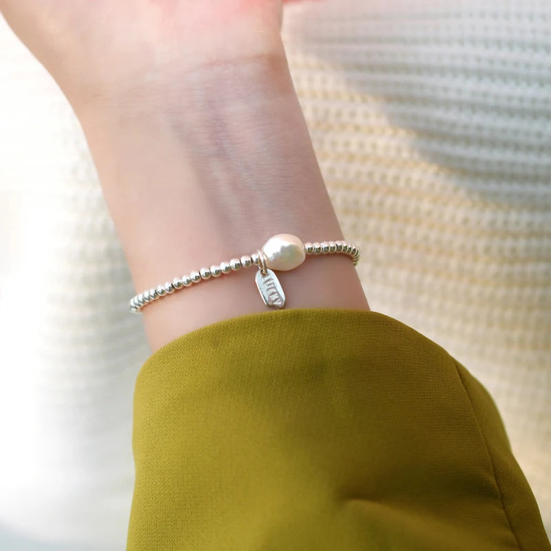 Baroque Pearl 925 Sterling Silver Bracelet for Women
