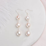 Baroque Pearl Silver Long Earrings For Women Party Gift
