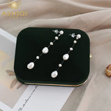Baroque Pearl 925 Silver Long Earrings Wedding Jewelry