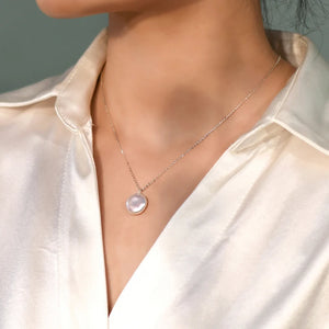 Baroque Pearl Sterling Silver Necklace Freshwater Coin Pendant Women