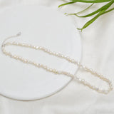 Baroque Pearl Sterling Silver Choker Necklace Layer Freshwater Coin Pendant