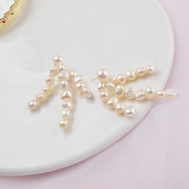 Baroque Pearl 925 Silver Drop Earrings for Women