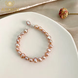 Baroque Pearl Bracelet 925 Silver Button Jewelry