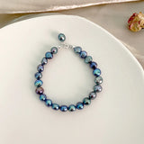 Baroque Pearl Bracelet 925 Silver Button Jewelry