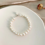 Baroque Pearl Bracelet 925 Silver Button Jewelry