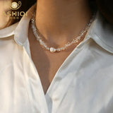 Baroque Pearl Necklace with Crystal Stone Jewelry for Women