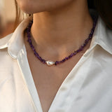 Baroque Pearl Necklace with Crystal Stone Jewelry for Women