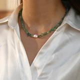 Baroque Pearl Necklace with Crystal Stone Jewelry for Women