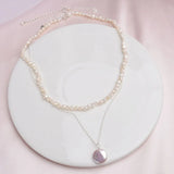 Baroque Pearl 925 Silver Choker Necklace Layer Pendant