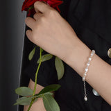 Baroque Pearl Charm Bracelet 925 Sterling Silver Jewelry Gift