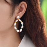 Baroque Pearl 925 Silver Earrings Colorful Bead Jewelry