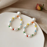 Baroque Pearl 925 Silver Earrings Colorful Bead Jewelry