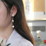 Baroque Pearl 925 Silver Long Earrings for Women