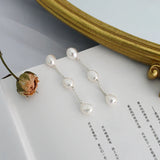 Baroque Pearl 925 Silver Long Earrings for Women