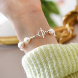 Baroque Pearl 925 Sterling Silver Love Bracelet for Girls
