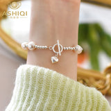 Baroque Pearl 925 Sterling Silver Love Bracelet for Girls