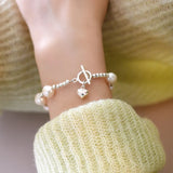 Baroque Pearl 925 Sterling Silver Love Bracelet for Girls