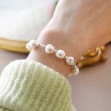 Baroque Pearl 925 Sterling Silver Love Bracelet for Girls