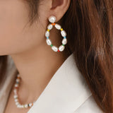Baroque Pearl 925 Silver Earrings Colorful Bead Jewelry