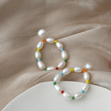 Baroque Pearl 925 Silver Earrings Colorful Bead Jewelry
