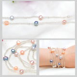 Freshwater Baroque Pearl Bracelet 925 Silver Clasp Crystal Beads