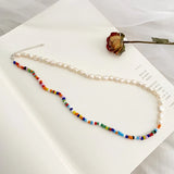 Colorful Bead Baroque Pearl Necklace for Women Gift