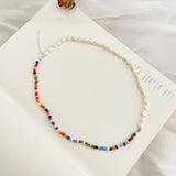 Colorful Bead Baroque Pearl Necklace for Women Gift