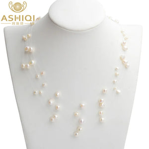 Freshwater Baroque Pearl Necklace 5-Row Bohemia for Women