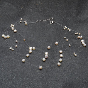Freshwater Baroque Pearl Necklace 5-Row Bohemia for Women