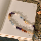 Freshwater Baroque Pearl Necklace with Colorful Crystal Stone Jewelry