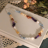 Freshwater Baroque Pearl Necklace with Colorful Crystal Stone Jewelry