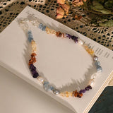Baroque Pearl Necklace with Colorful Crystal Stone Jewelry Gift