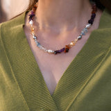 Freshwater Baroque Pearl Necklace with Colorful Crystal Stone Jewelry