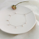 Silver Anklets with Natural Freshwater Pearls, 925 Sterling Silver