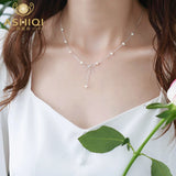 Freshwater Pearl 925 Silver Bow Necklace for Women