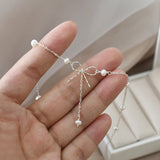 Freshwater Pearl 925 Sterling Silver Bow Necklace for Women